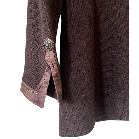 ST. JOHN EVENING by Marie Gray Women's Size 10 Brown Knit Elegant Jacket VTG USA - Picture 4 of 14